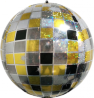 Сфера 3D Сверкающее диско, Черный/Золото, Голография