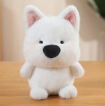 Мягкая игрушка Белый пёсик меховой