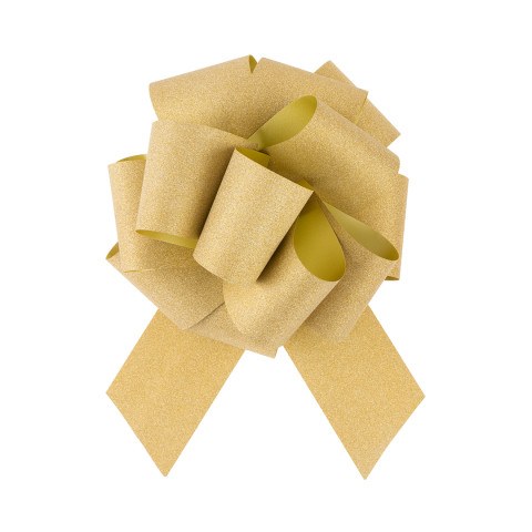 Бант Шар, Золото, Глиттер, с блестками, ширина ленты 6 см