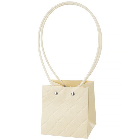 Пакет сумка для цветов, Мастхэв, с тиснением, Кремовый