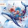 Конверт для денег С Днем Рождения Цветочный кит