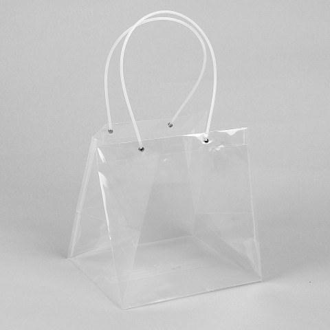 Прозрачный пакет для цветов и подарков с широким дном