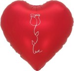 Сердце, Роза, Красный, Сатин