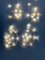 Новогодняя светодиодная гирлянда "Бахрома "Полумесяц", 5 маленьких звезд + 5 больших Полумесяцев, разноцветный и теплый цвет