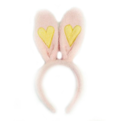 Ободок "Зайка" Нежно-розовый с сердечком