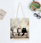 Сумка шоппер текстильная Котята на диване