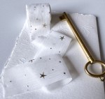 Лента шифоновая с золотыми звездами, Белый