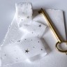 Лента шифоновая с золотыми звездами, Белый