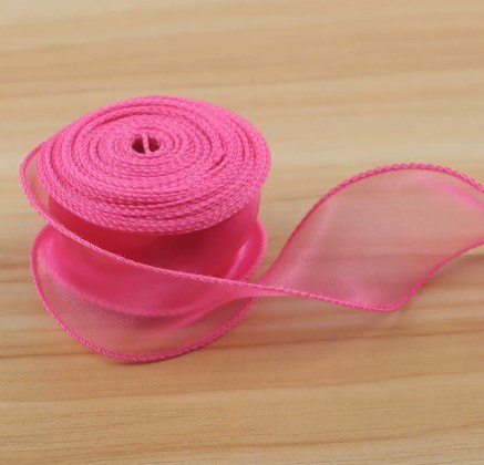 Лента декоративная Органза с леской, Фуксия