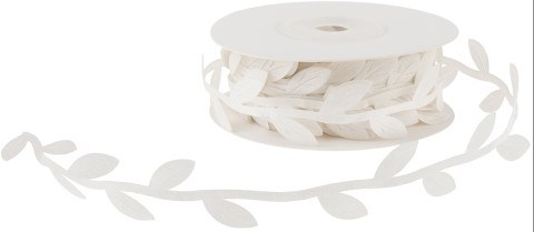 Лента декоративная Изящные листья, Кремовый