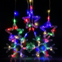 Новогодняя светодиодная гирлянда "Бахрома "Снежинки", 5 маленьких звезд + 5 больших Снежинок, разноцветный и теплый цвет
