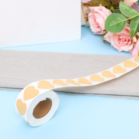 Наклейки для цветов и подарков крафт  в рулоне "Сердце"