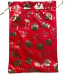 Мешочек подарочный велюр, Красный с золотом