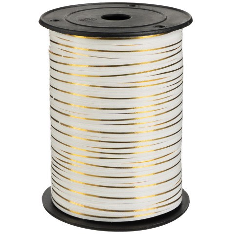 Лента полипропиленовая Золотая полоска, Белый