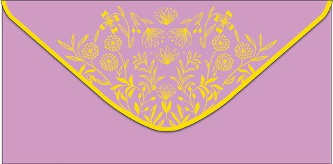 Конверт для денег Нежно-розовый с золотым растительным узором, фольга