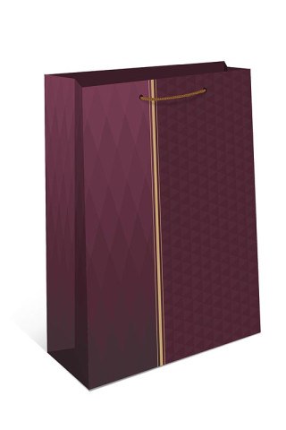 Пакет подарочный Бордовый орнамент, вырубка, ламинация