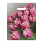 Пакет подарочный полиэтиленовый «Розовые тюльпаны»
