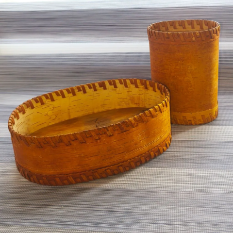 Аренда туесков из бересты (2 шт) для оформления фотозоны Русский стиль