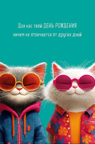 Открытка Для нас твой День рождения… Коты в розовых очках, лак твин