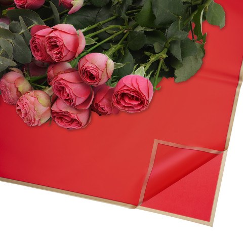 Упаковочная пленка 53мкр Золотистая кайма, Красный, Матовый