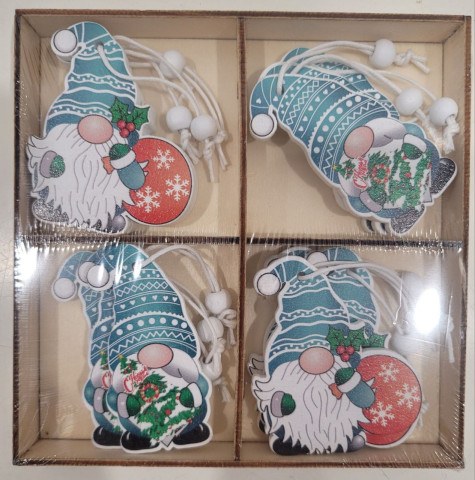 Набор деревянных елочных игрушек Новогодние гномы ассорти