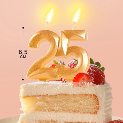 Свеча-цифра 25 "Грань", золотой металлик