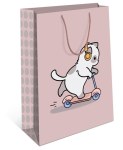 Пакет подарочный Котик в наушниках на самокате