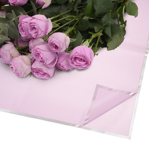 Упаковочная пленка 53мкр Серебристая кайма, Светло-сиреневый, Матовый