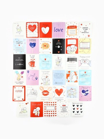 Открытки-мини в коробке с местом для подписи «Любовь»