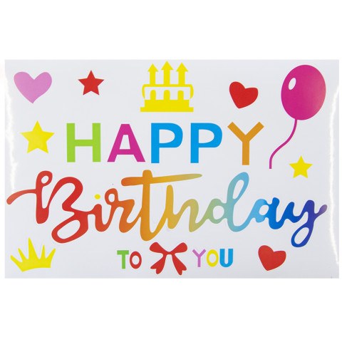Распродажа Наклейка Happy Birthday (красочный микс), Разноцветный, Градиент