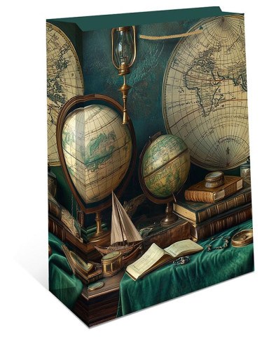 Пакет подарочный Стол путешественника, глобусы
