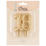 Свеча-цифра 18 Юбилейные шарики, Золото