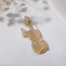 Брошь «Скрипка» с бабочкой, сине-зелёный в золоте, Слушай душу