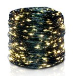 Светодиодная гирлянда "Роса", зеленый провод, Теплый цвет