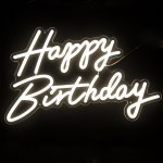Световая надпись на подложке Happy Birthday, Теплый белый