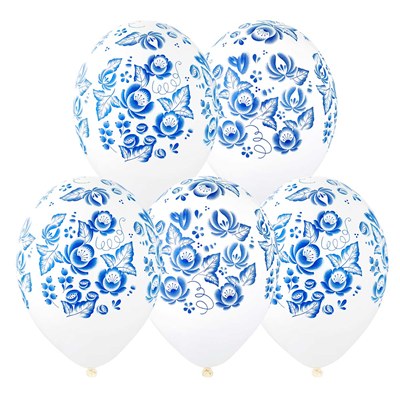 BB Шары Синие Узоры Русский стиль, шелкография пастель