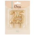 Свеча-цифра 25 Юбилейные шарики, Золото