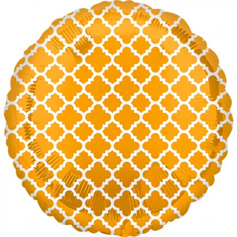 Распродажа An Круг Узор на золоте / Gold & White Quatrefoil S30