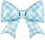 Фигура Бант, Клетка Виши, Голубой, Сатин