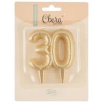 Свеча-цифра 30 Юбилейные шарики, Золото