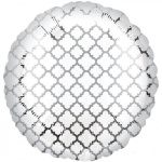 Распродажа An Круг Узор на серебре / White & Silver Quatrefoil S30