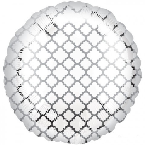Распродажа An Круг Узор на серебре / White & Silver Quatrefoil S30