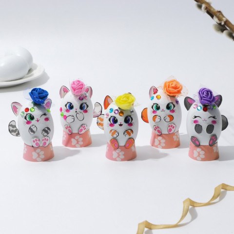 Пасхальный набор для украшения яиц на подложке «Котики» на пасху