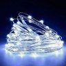 Светодиодная гирлянда "Роса" на батарейках холодного свечения на серебристом проводе