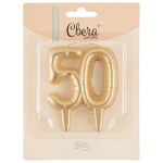Свеча-цифра 50 Юбилейные шарики, Золото