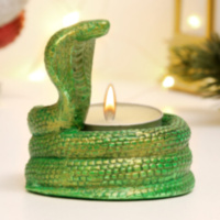 Подсвечник "Змея кобра" зеленый с позолотой