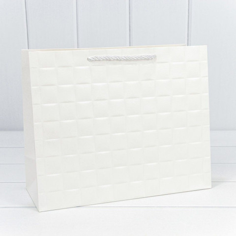 Пакет подарочный Фактурные квадраты, Белый