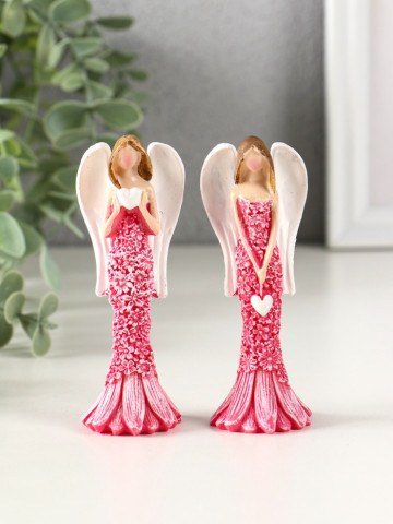 Фигурка полистоун «Ангел в цветочном платье с сердцем», МИКС