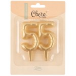 Свеча-цифра 55 Юбилейные шарики, Золото