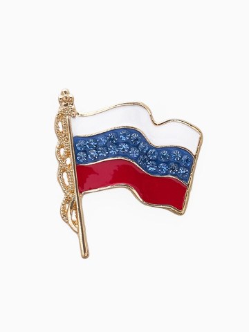 Брошь «Флаг» России, цветная в золоте